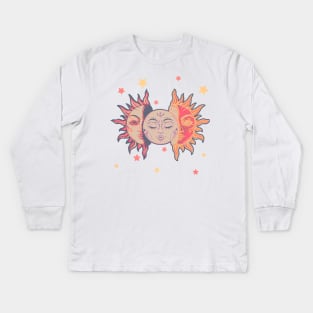 Star child of the moon and sun (white bg, matte 1 version) Kids Long Sleeve T-Shirt